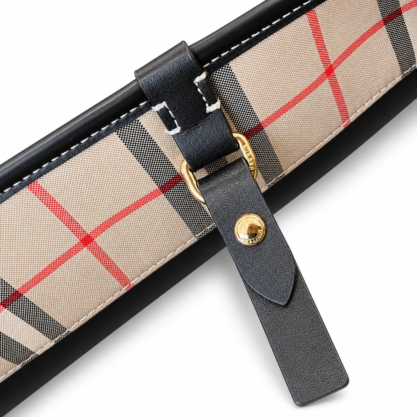 Burberry Small Leather Check Bucket Bag