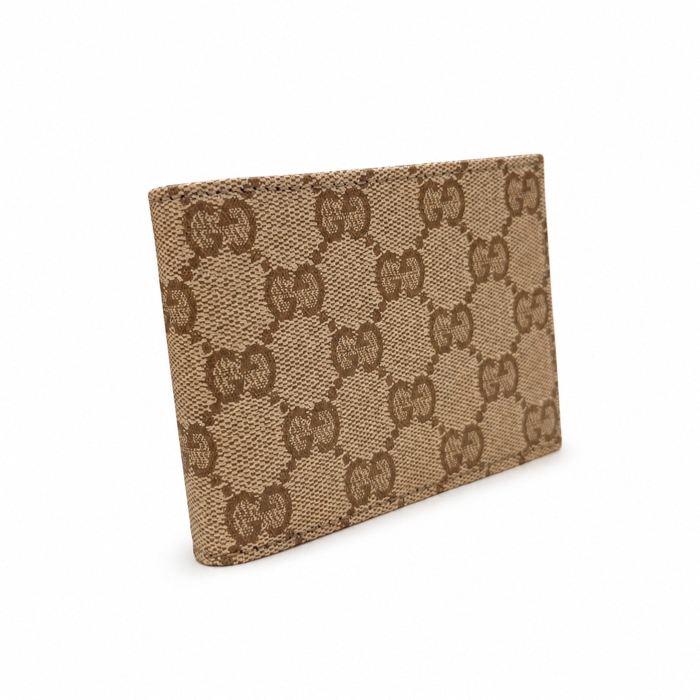 Gucci Canvas Leather Brown Gold Silver Wallet