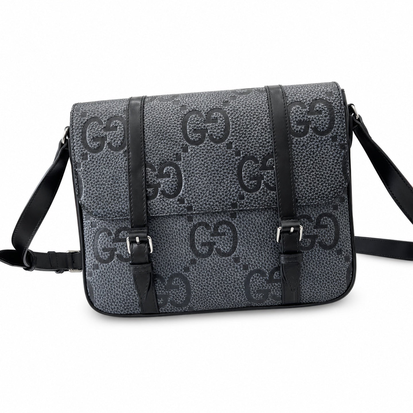 Gucci Medium Cotton Leather Black Gray Messenger Bag