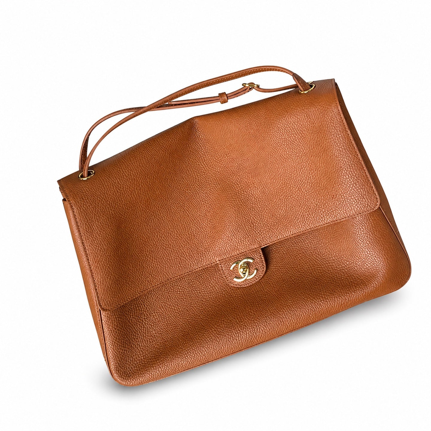 Chanel Large Leather Brown Gold Bag