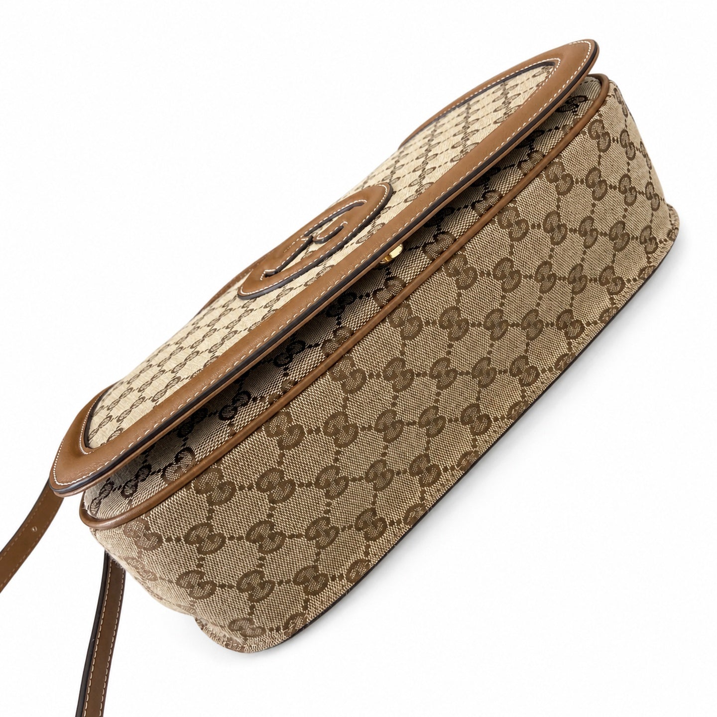 Gucci Blondie Medium Canvas Leather Beige Brown Green Handbag