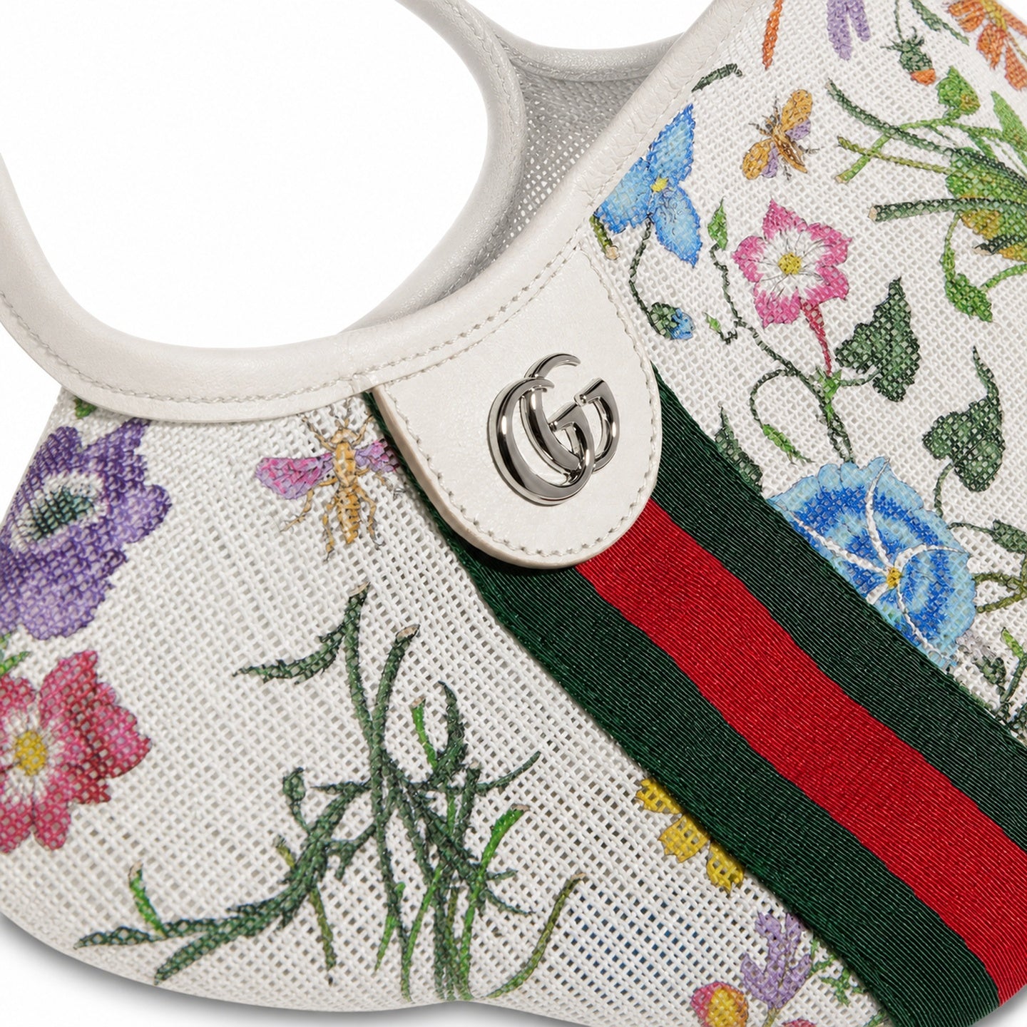 Gucci Giglio Canvas Leather White Clutch