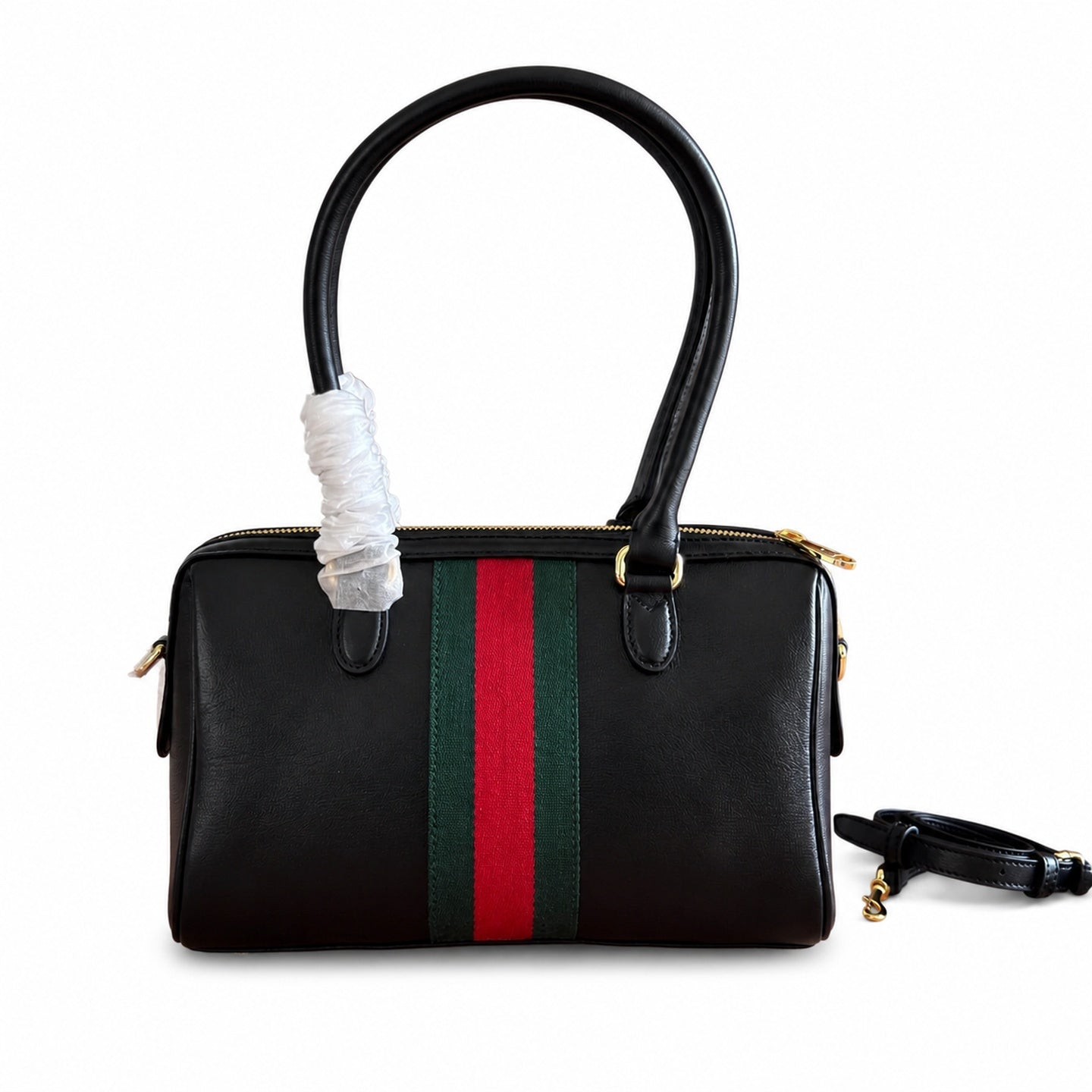 Gucci Supreme Small Canvas Leather Black Brown Gold Handbag
