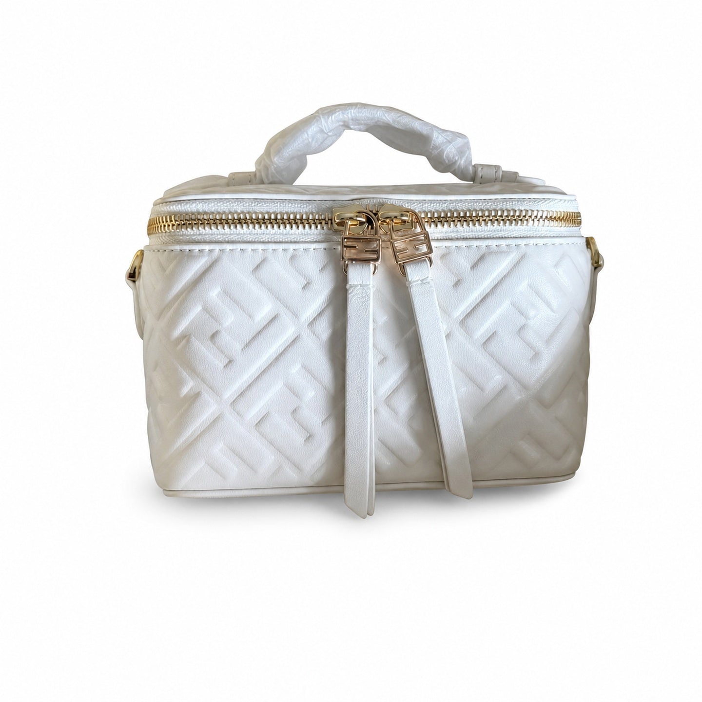 Fendi Mini Leather White Gold Vanity Bag