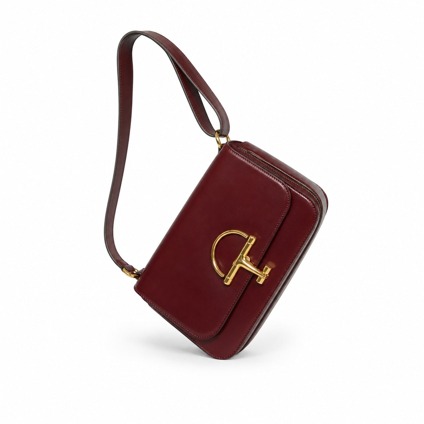 Gucci Horsebit Small Leather Red Gold Shoulder Bag