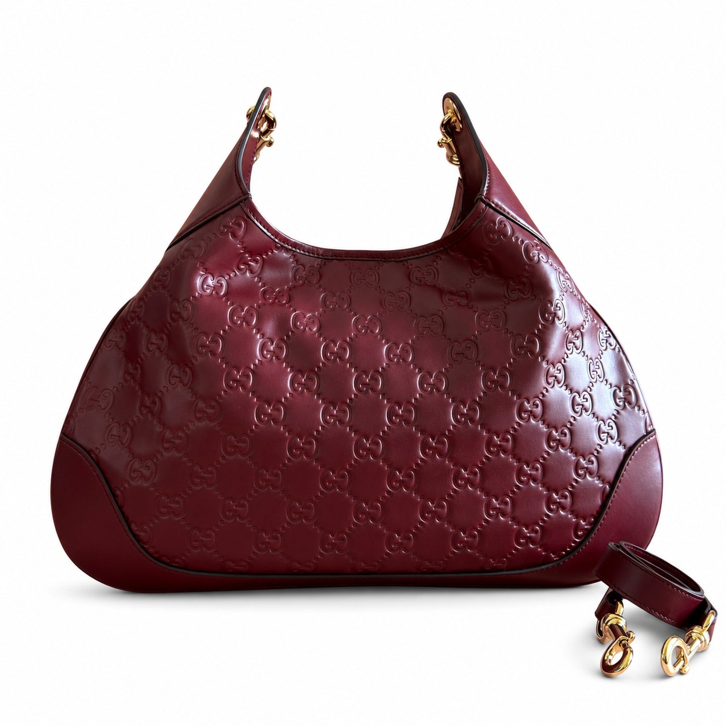 Gucci Suede Leather Brown Gold Burgundy Bag