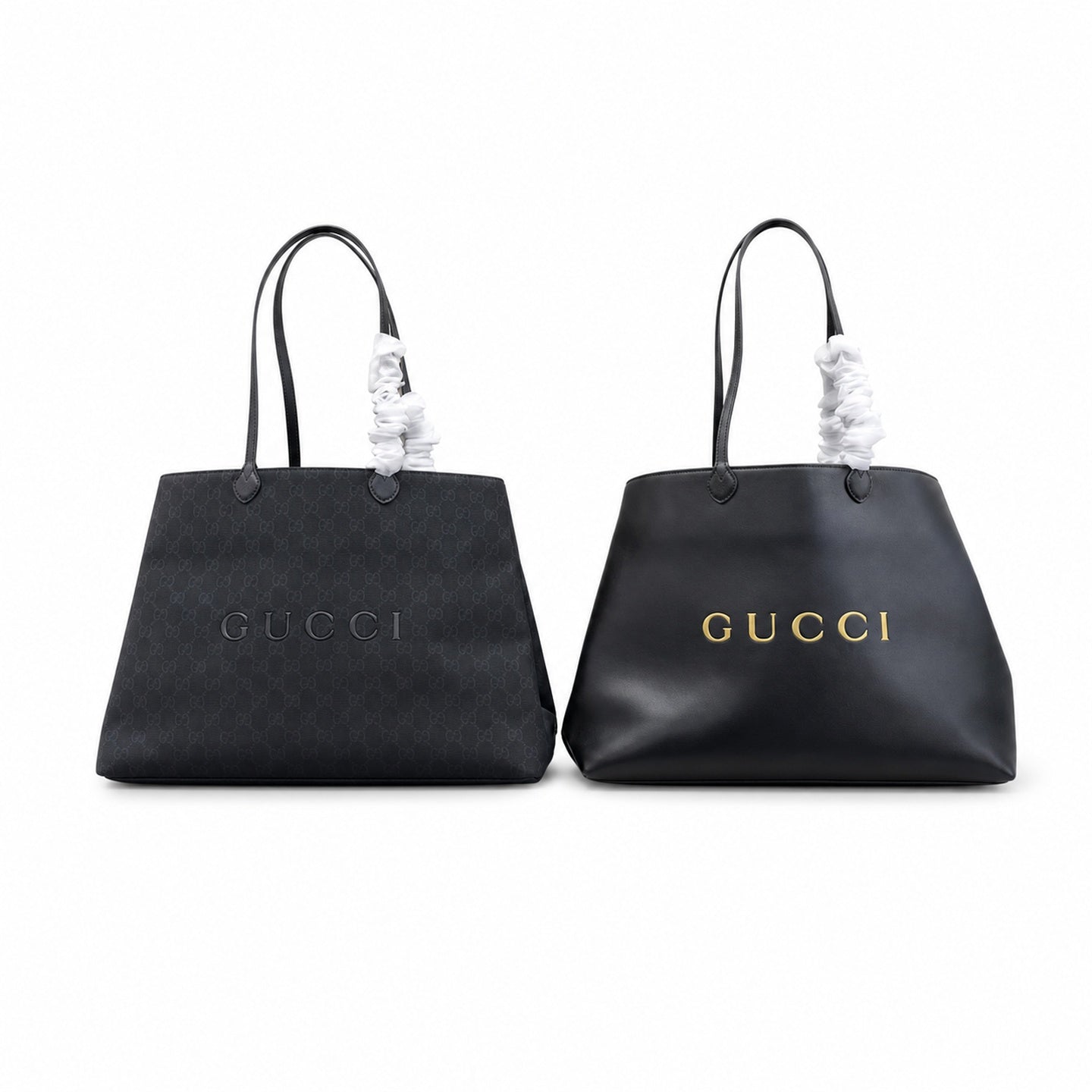 Gucci Large Canvas Leather Black Tote Bag