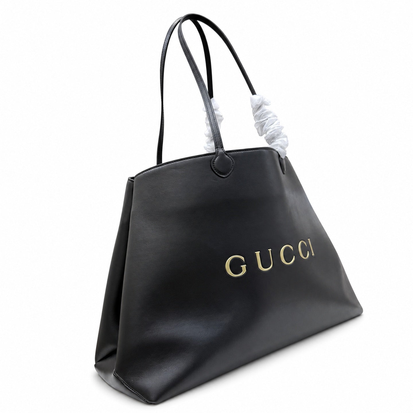 Gucci Cotton Leather Black Gold Tote Bag