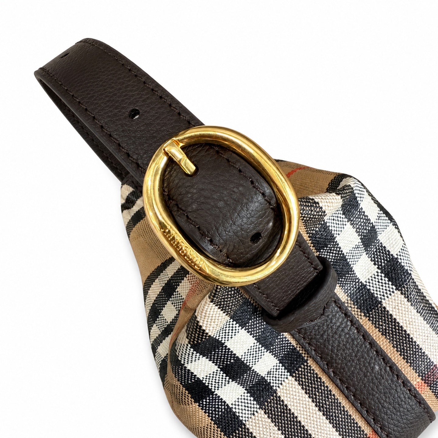 Burberry Highlands Mini Cotton Jacquard Leather Check Bag