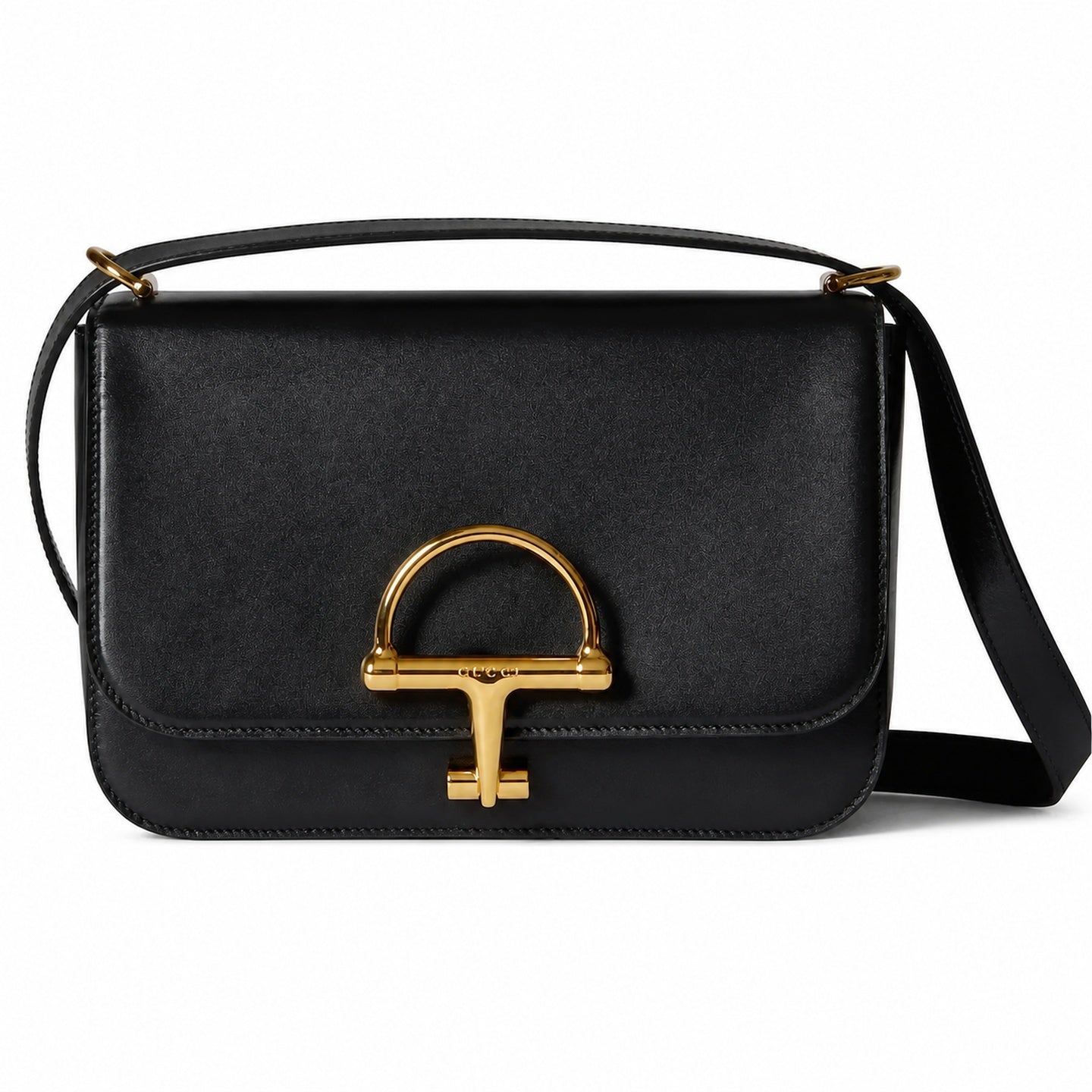 Gucci Horsebit Small Leather Black Gold Shoulder Bag