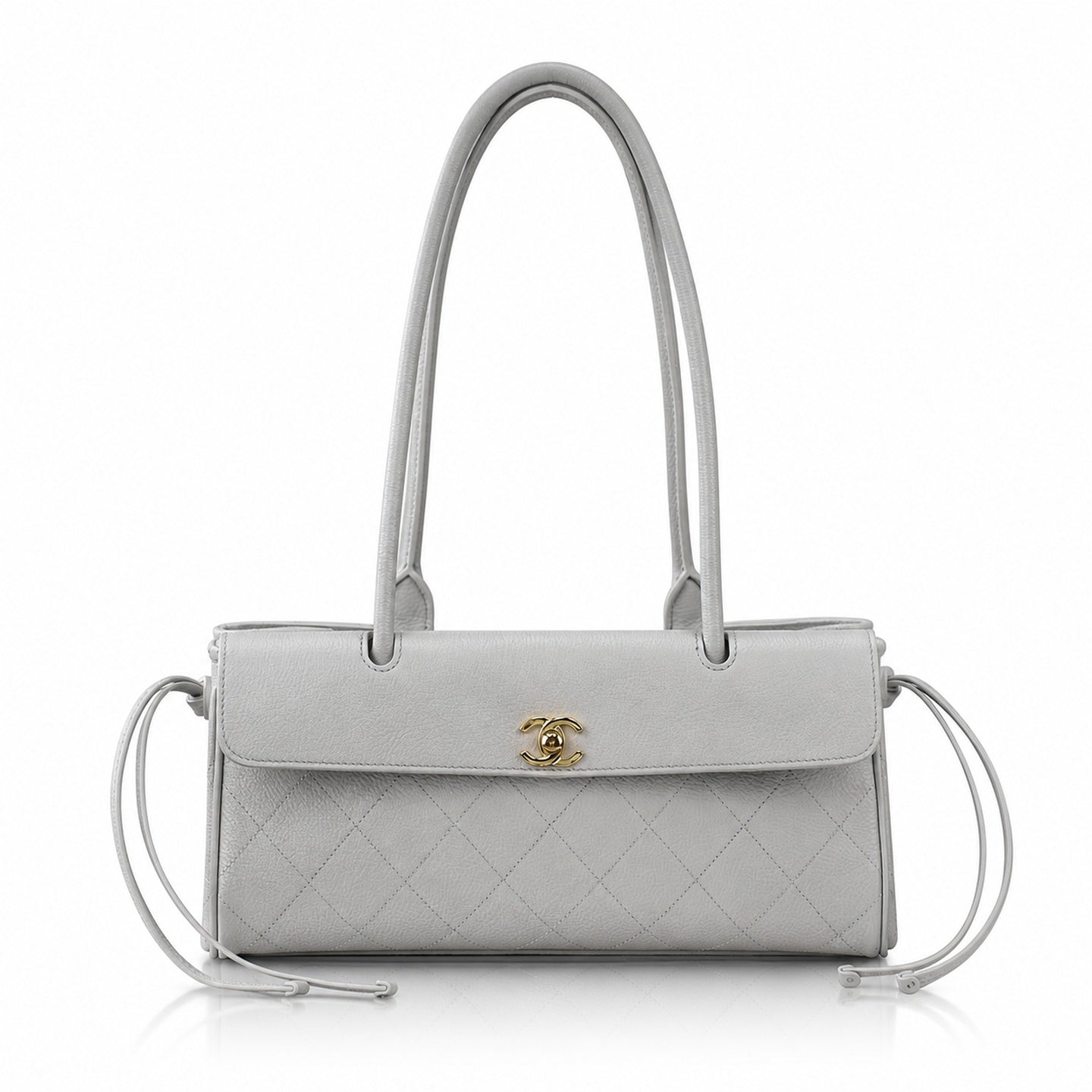 Chanel Leather White Gray Blue Gold Bag