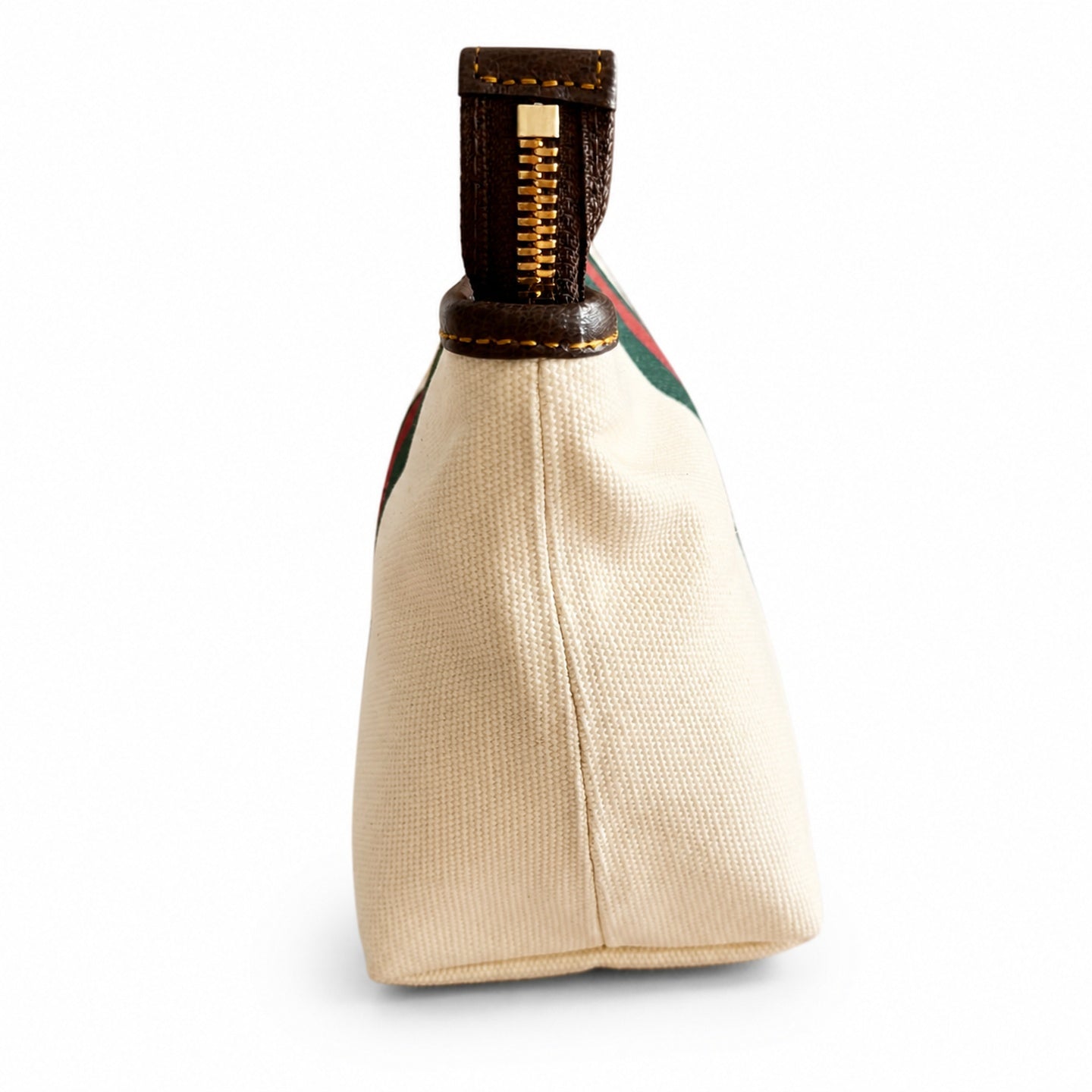 Gucci Cotton Canvas Leather Brown Gold Charm
