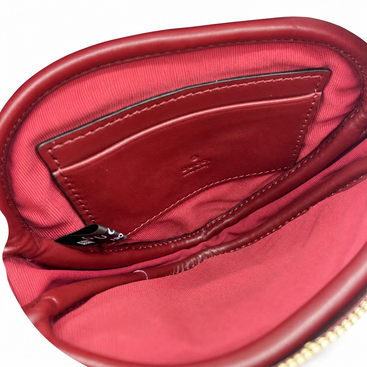 Gucci GG Marmont Mini Quilted Matelasse Leather Red Gold Handbag