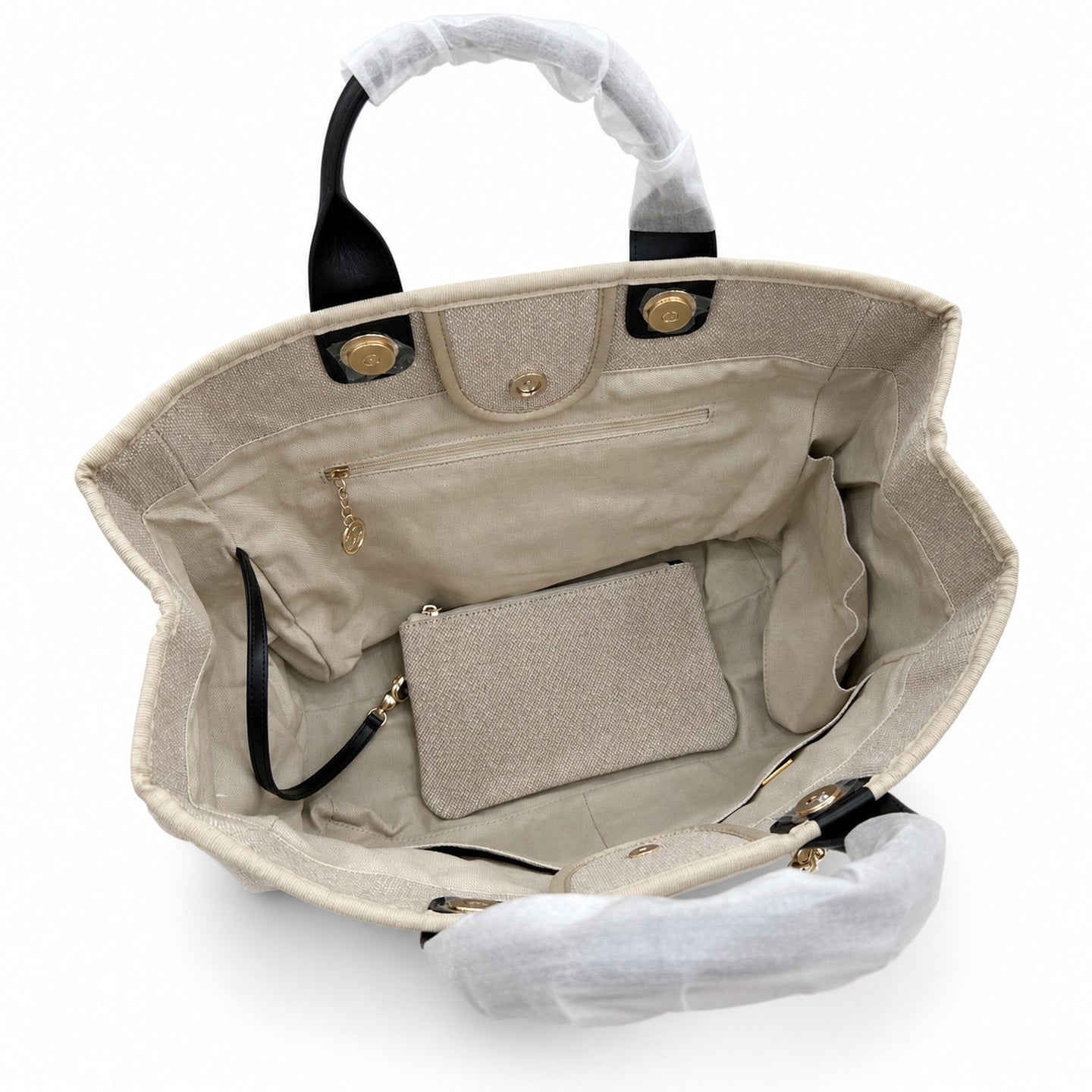 Chanel Large Canvas Black Gray Shopping Bag