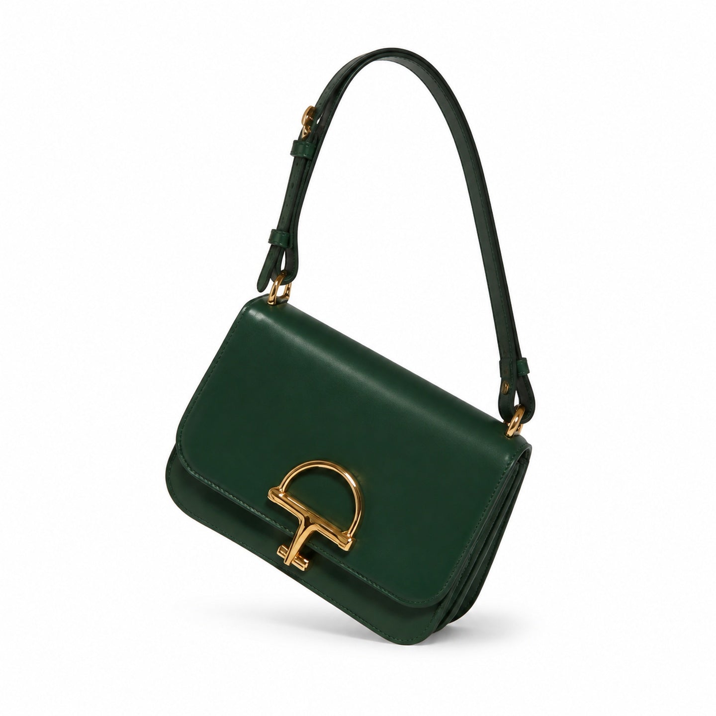 Gucci Horsebit Small Leather Green Gold Shoulder Bag