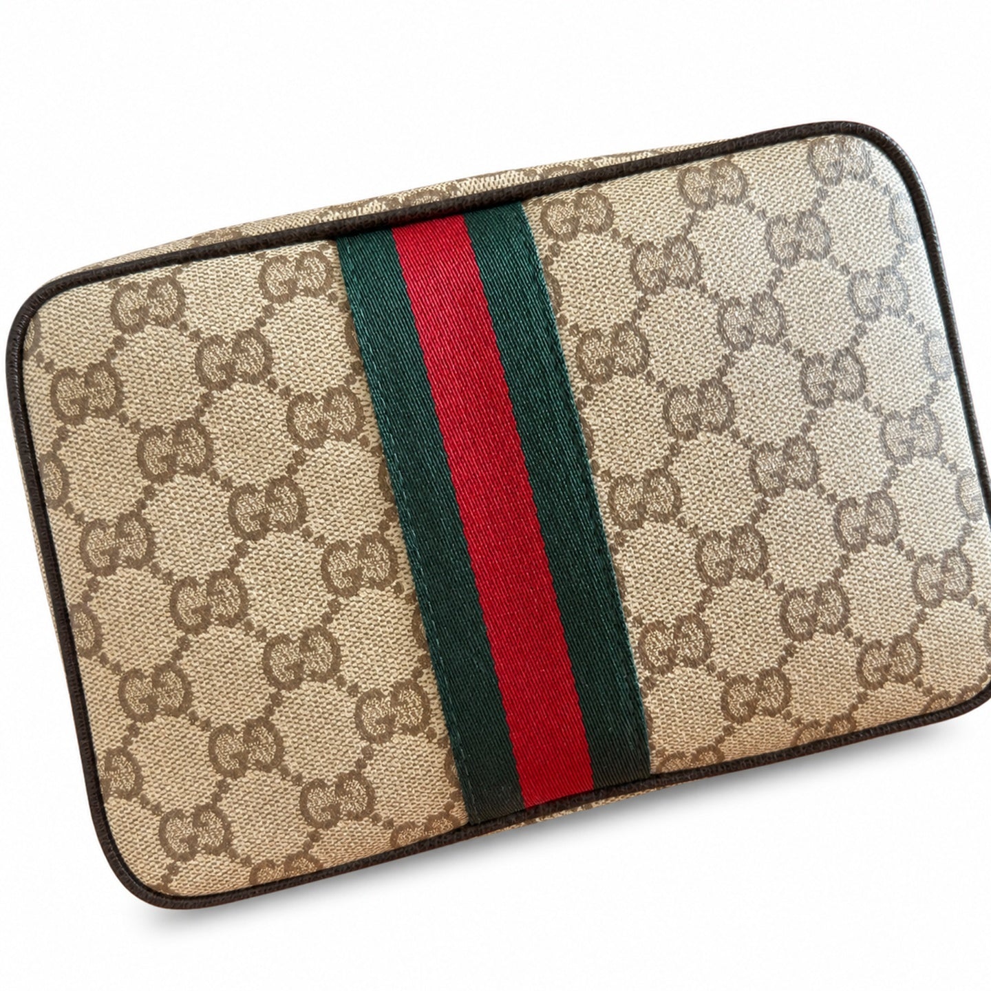 Gucci Small Canvas Nylon Leather Brown Red Green Bag