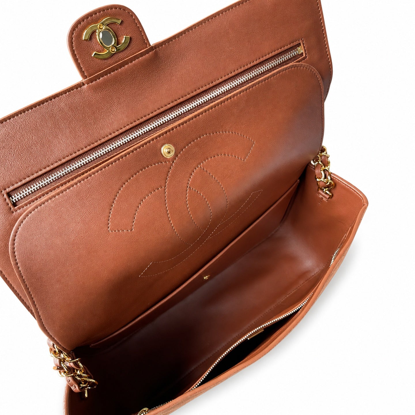 Chanel Small Leather Brown Red Bag
