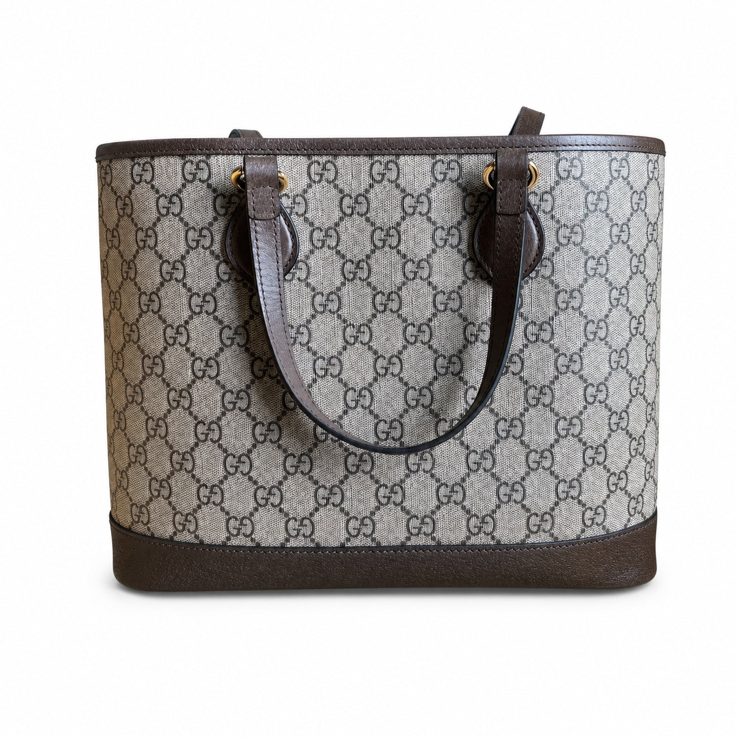 Gucci Supreme Cotton Canvas Leather Beige Brown Gold Wallet