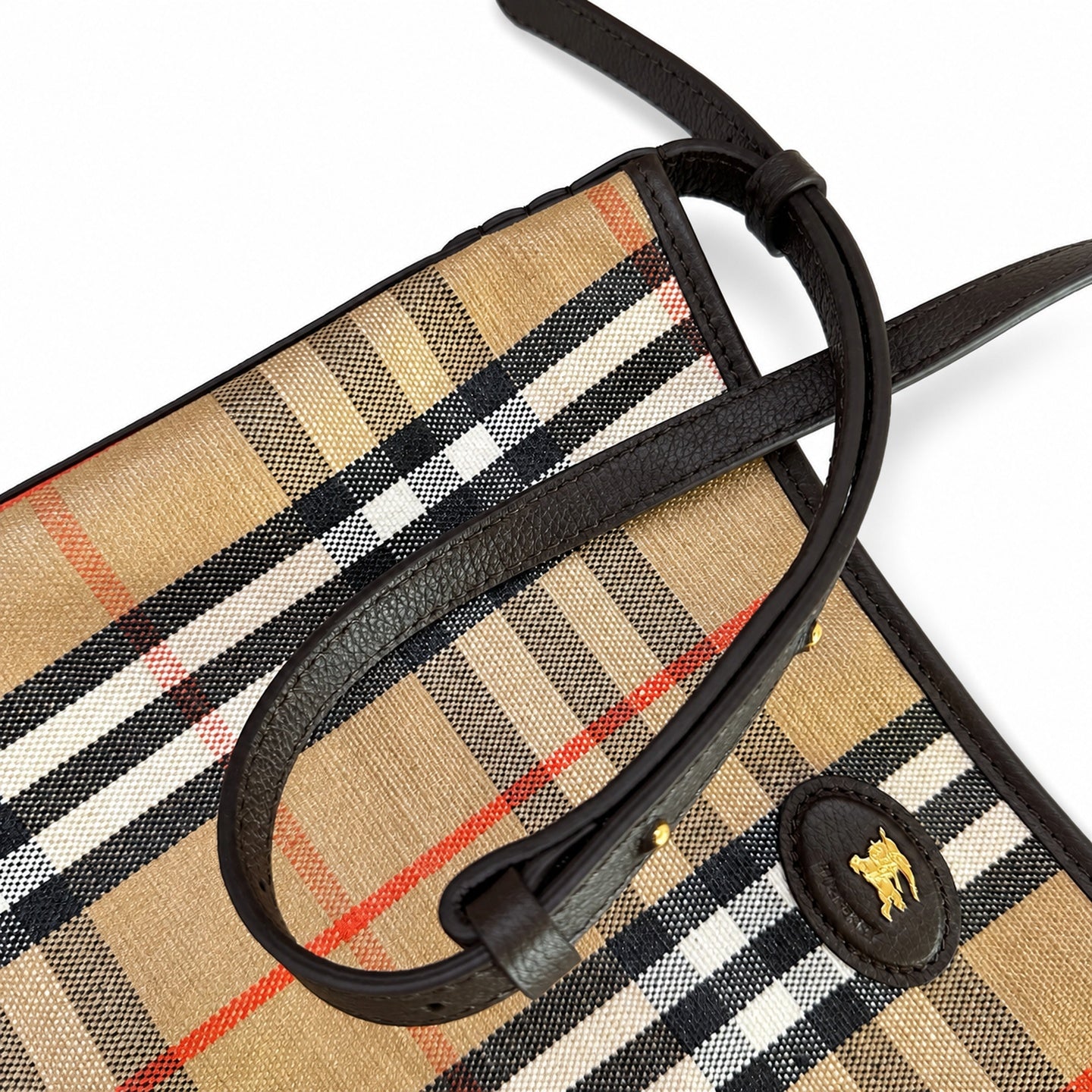 Burberry Highlands Small Cotton Jacquard Leather Bag