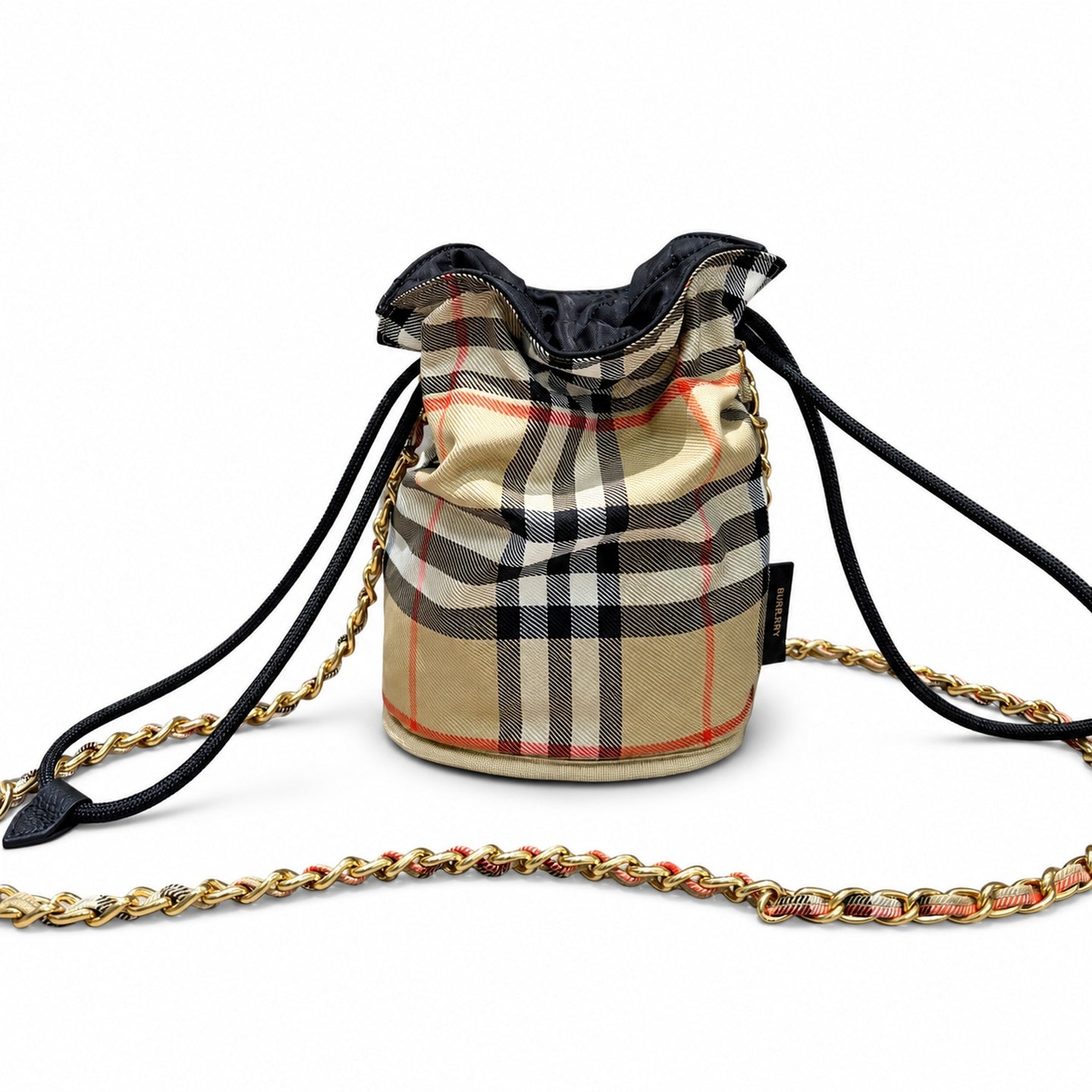Burberry Horseshoe Quilted Nylon Leather Check Bag