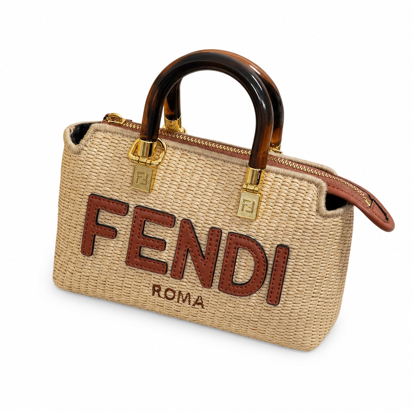 Fendi By The Way Mini Raffia Gold Bag