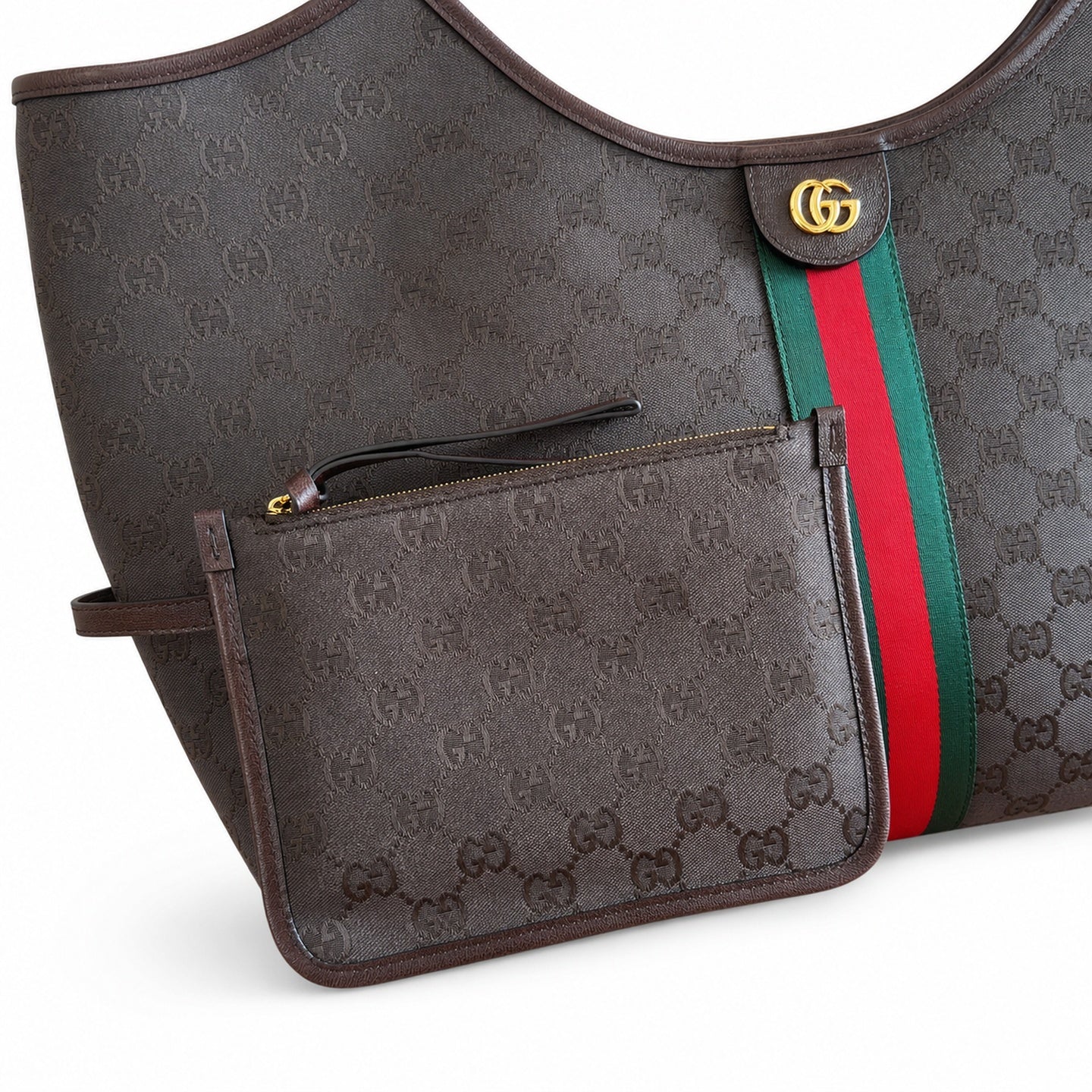 Gucci Giglio Large Cotton Canvas White Brown Red Green Tote Bag