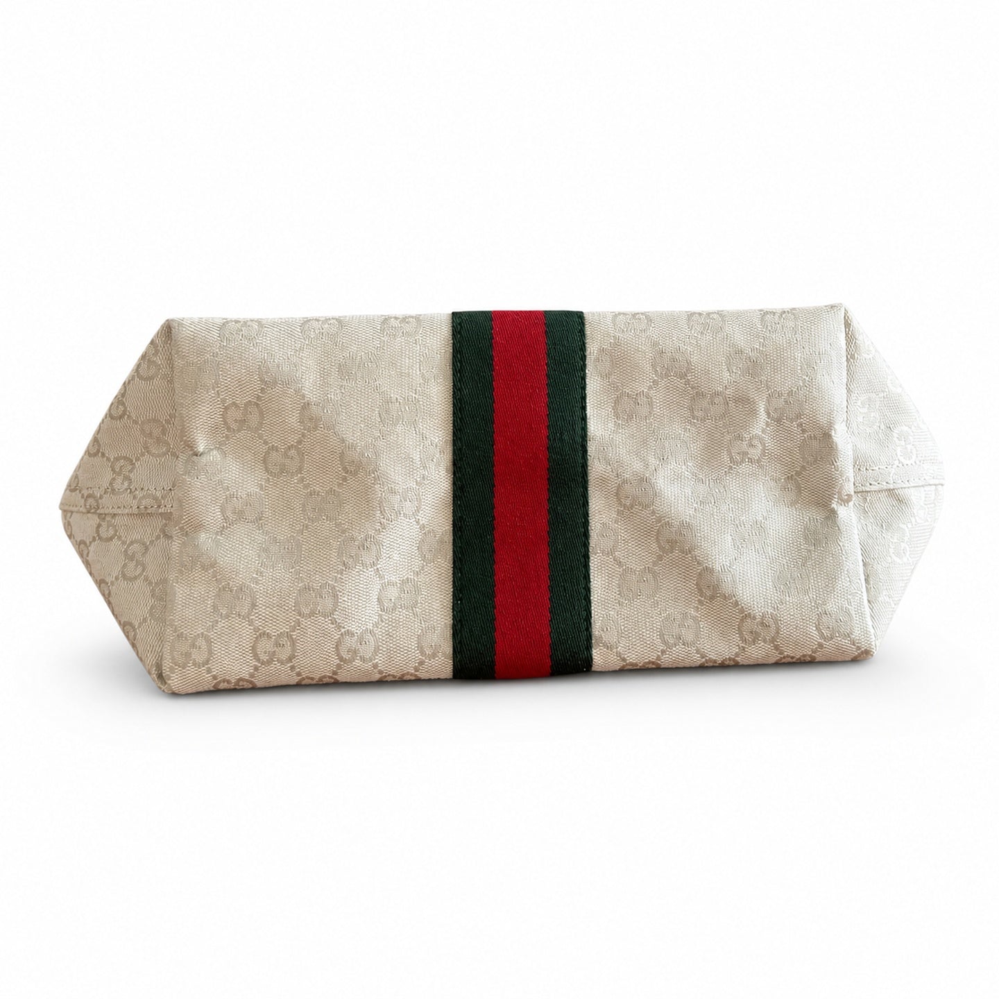 Gucci Giglio Small Cotton Canvas Leather White Beige Brown Red Green Gold Tote Bag