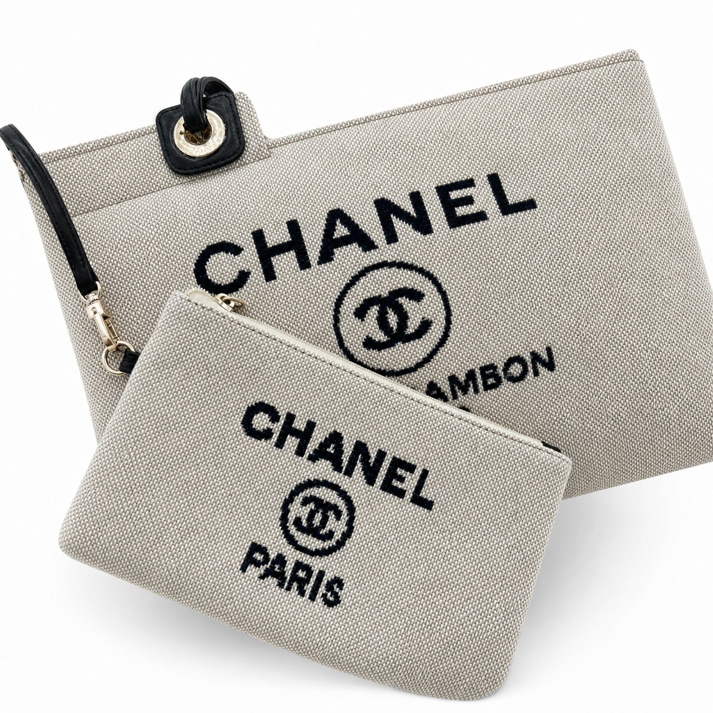 Chanel Large Canvas Black Gray Shopping Bag