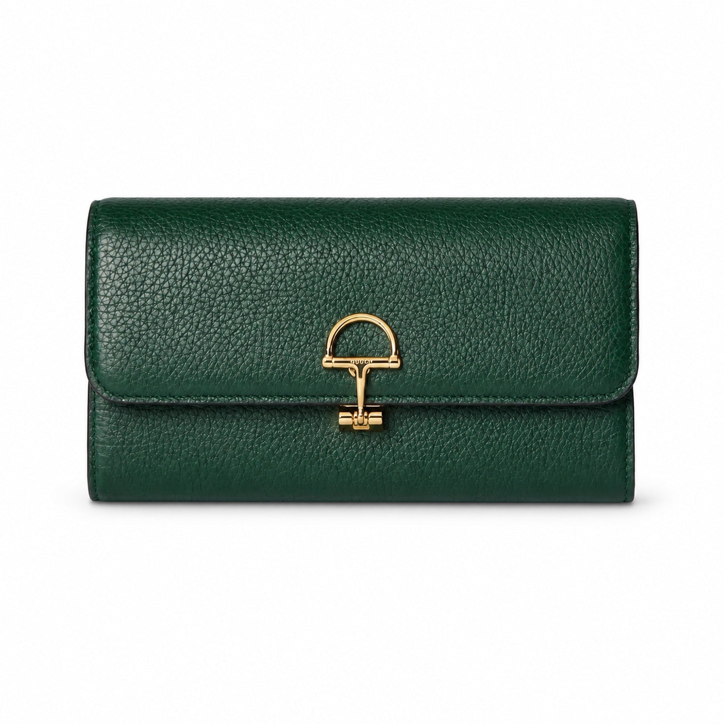 Gucci Horsebit Cotton Leather Green Gold Wallet