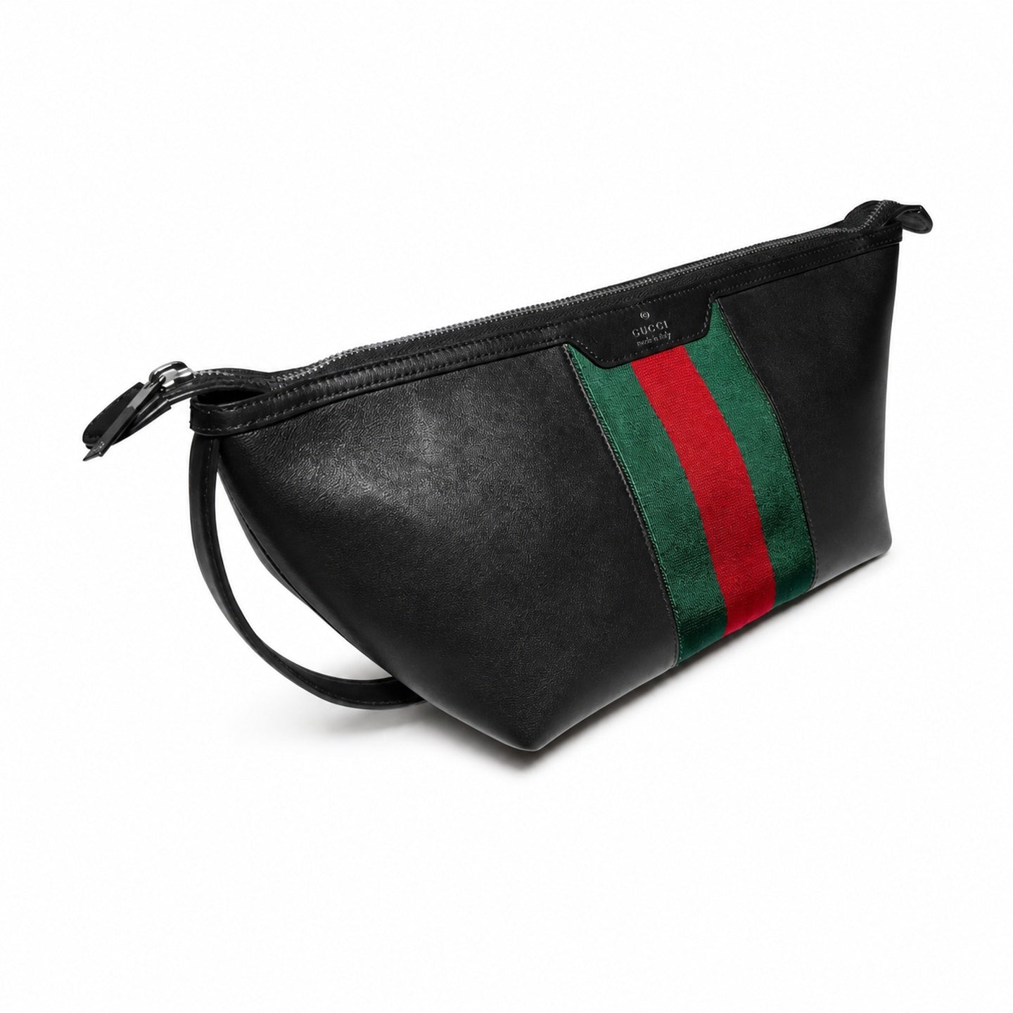 Gucci Leather Black Red Green Silver Bag
