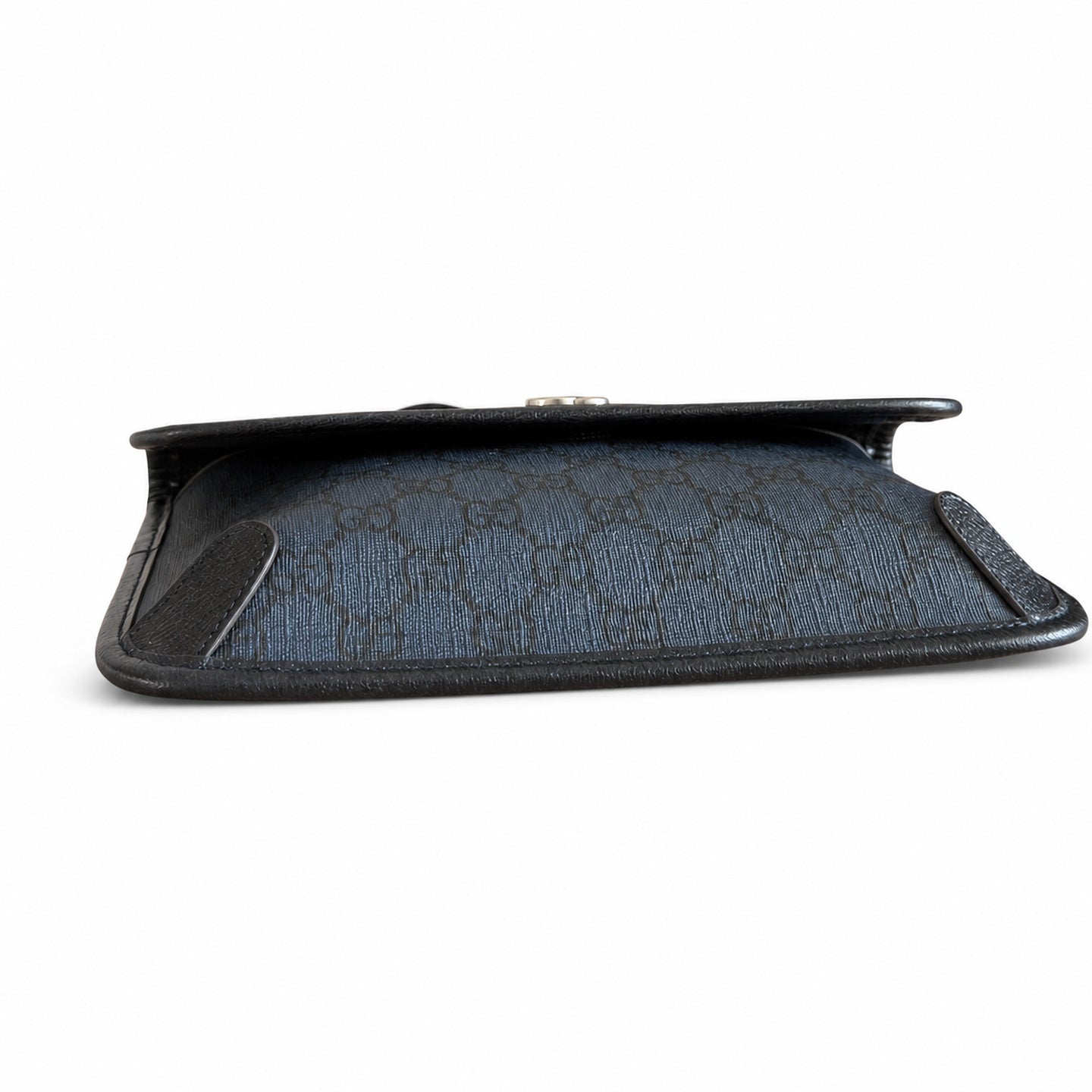 Gucci Ophidia Men's Supreme Small Cotton Canvas Leather Black Gray Blue Waist Bag