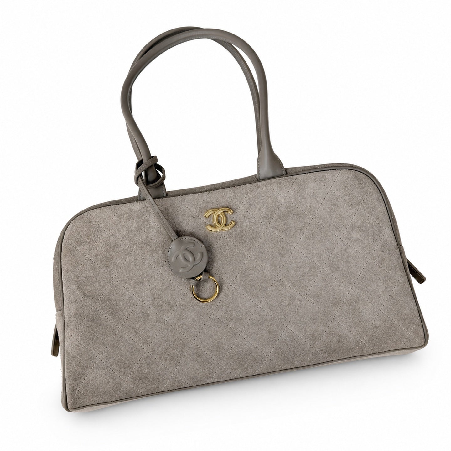 Chanel Large Suede Leather Bowling Bag