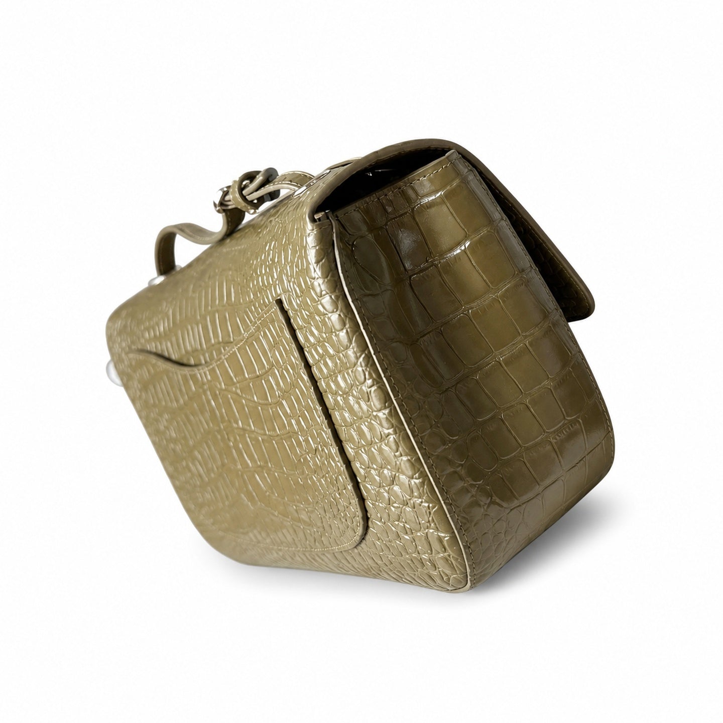 Chanel Croc-Embossed Leather Gold Bag