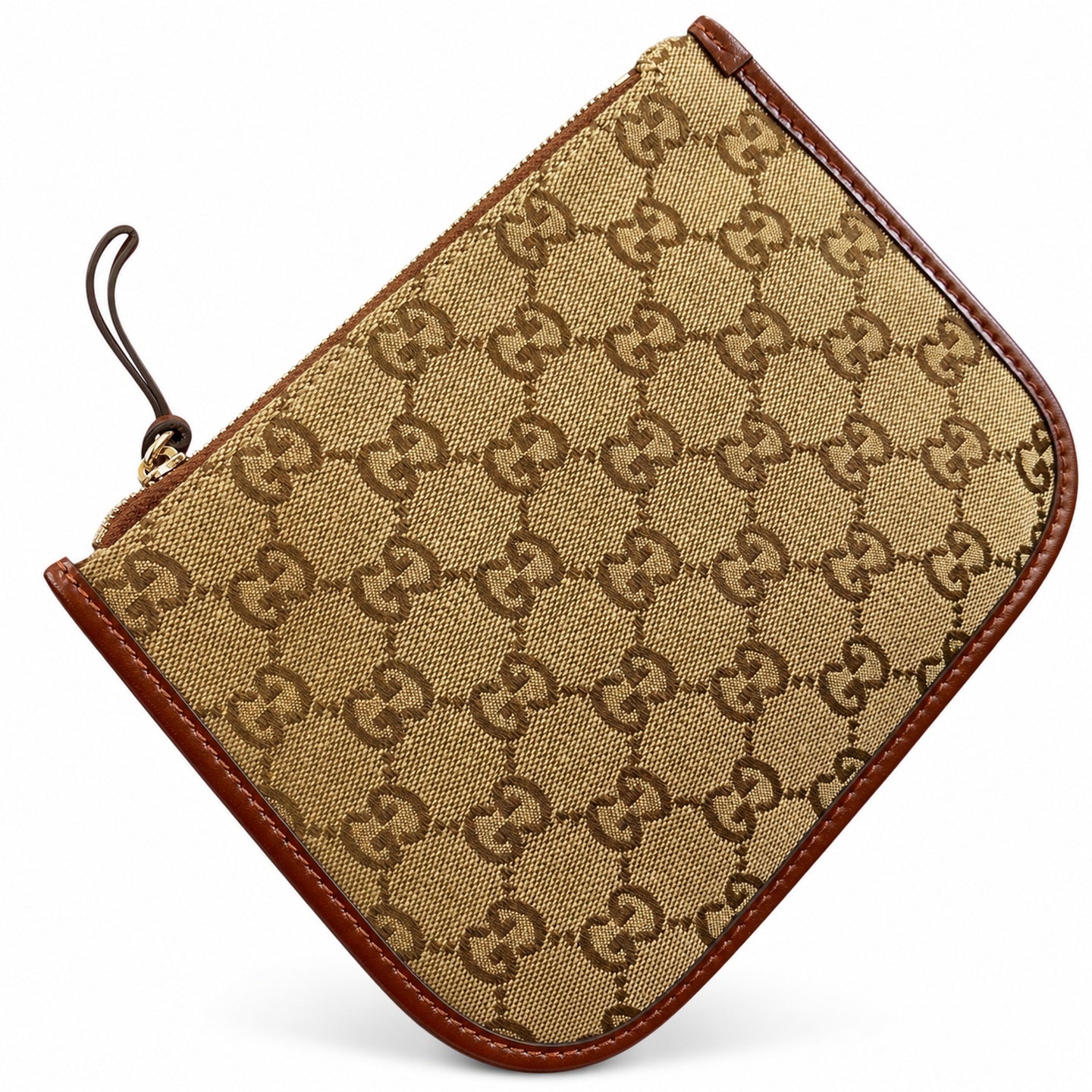 Gucci Giglio Canvas Leather Brown Gold Bag