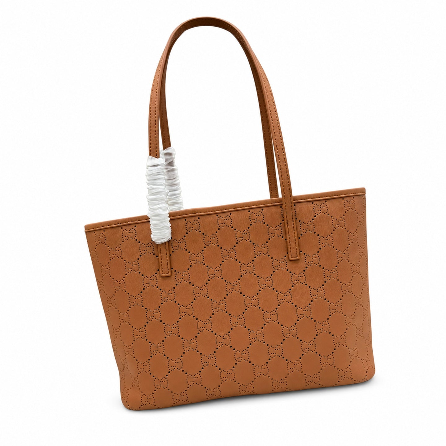 Gucci Suede Leather Brown Gold Tote Bag