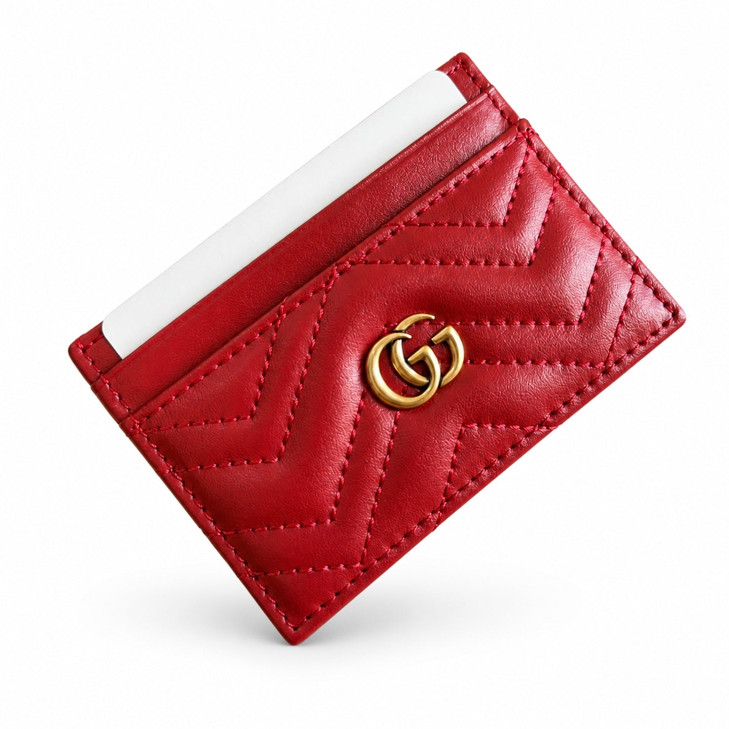 Gucci GG Marmont Small Quilted Matelasse Leather Beige Red Handbag