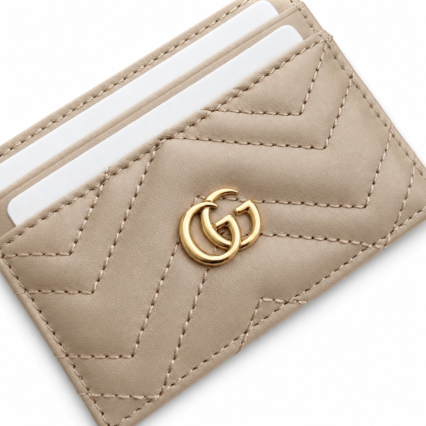 Gucci GG Marmont Small Quilted Matelasse Leather Beige Pink Gold Handbag
