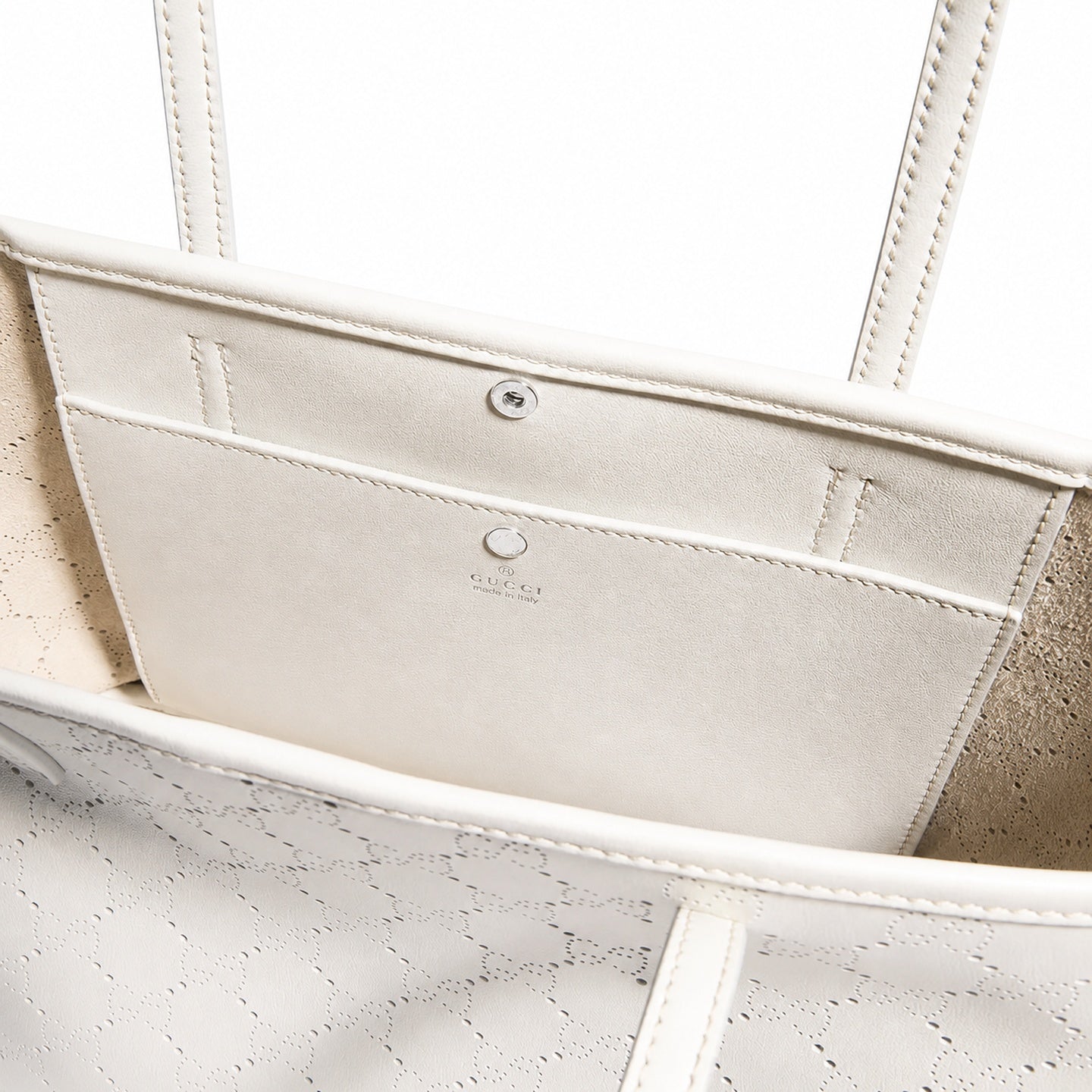 Gucci Suede Leather White Beige Tote Bag