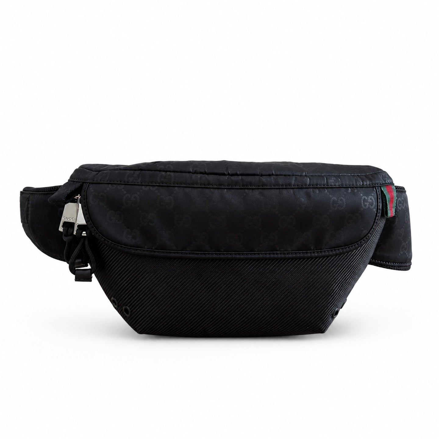 Gucci Men's Small Nylon Leather Black Red Green Waist Bag