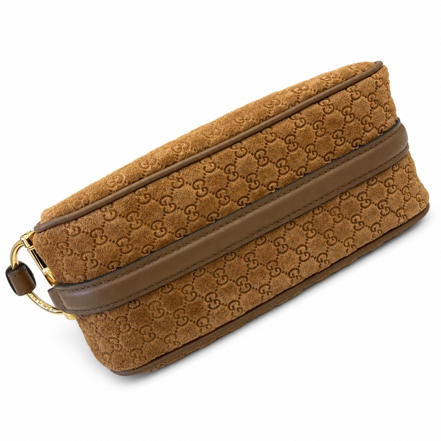 Gucci Cotton Suede Leather Brown Gold Bag