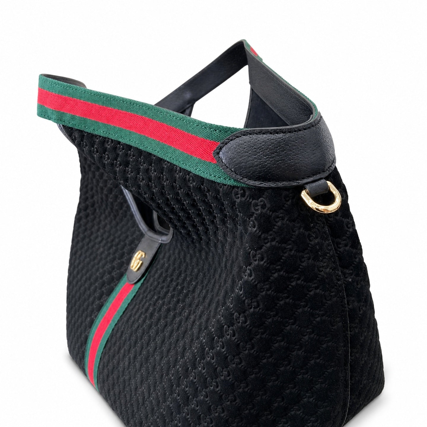 Gucci Giglio Cotton Suede Canvas Velvet Black Red Green Gold Handbag