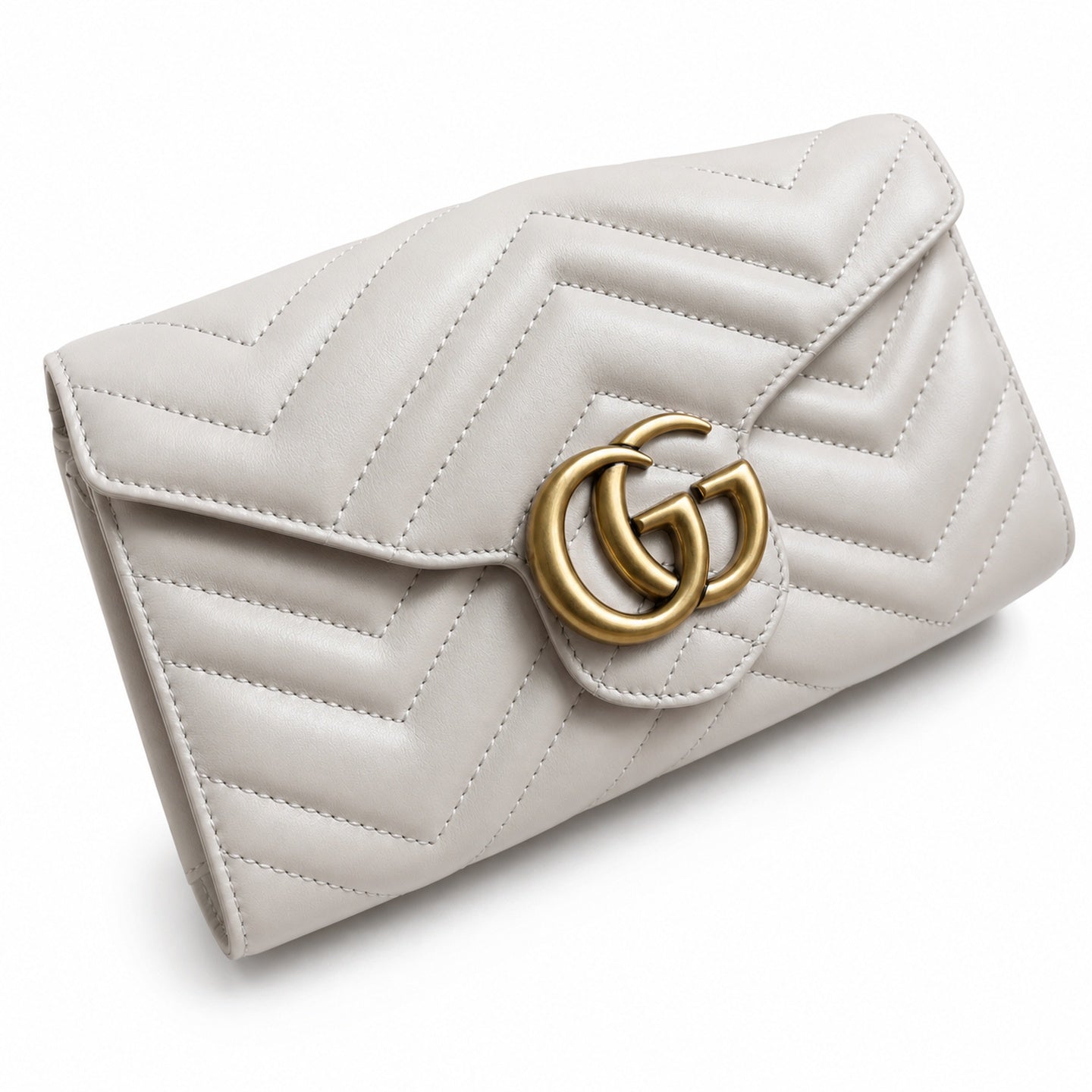 Gucci GG Marmont Mini Quilted Matelasse Leather White Beige Handbag