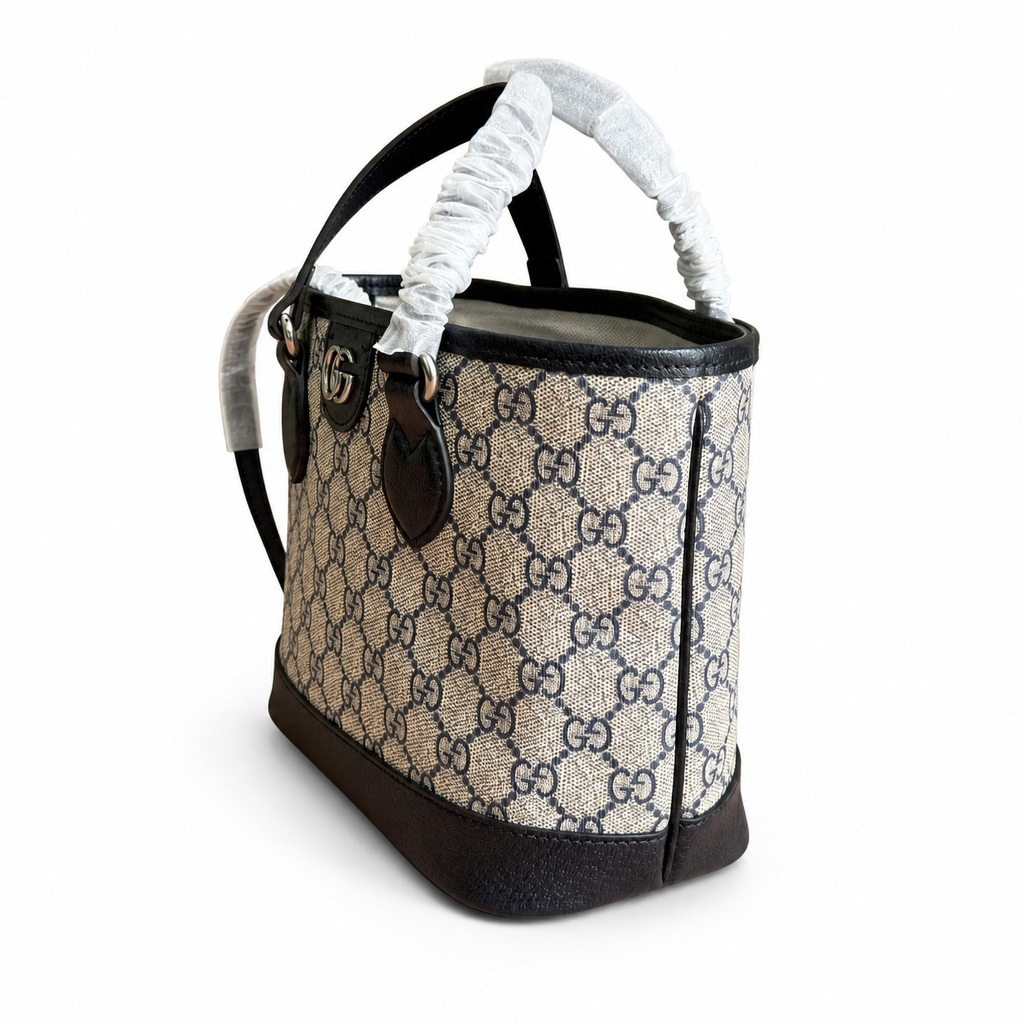 Gucci Supreme Mini Cotton Canvas Leather Black Crossbody Bag